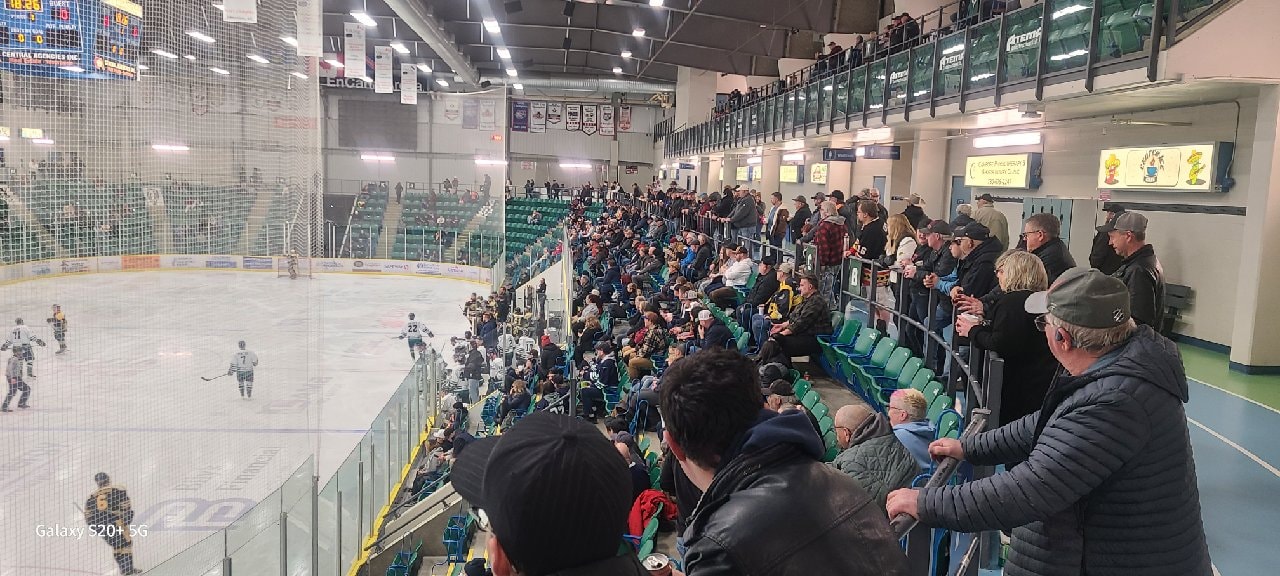Packed crowd cheering at Max McLean Arena