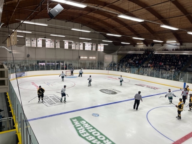 Game action on the ice at Max McLean Arena