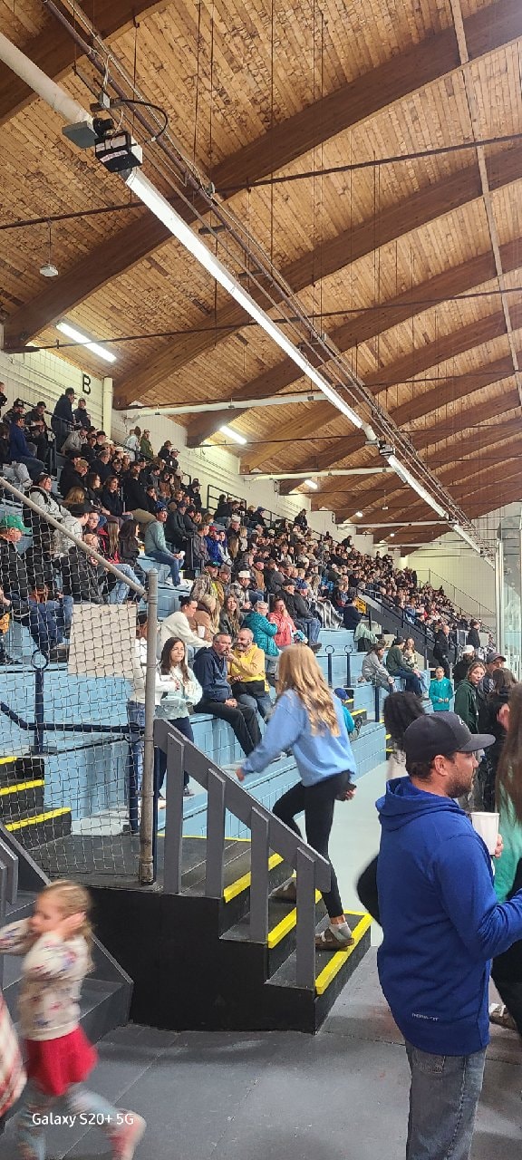 Fans packed into the bleachers at Max McLean Arena